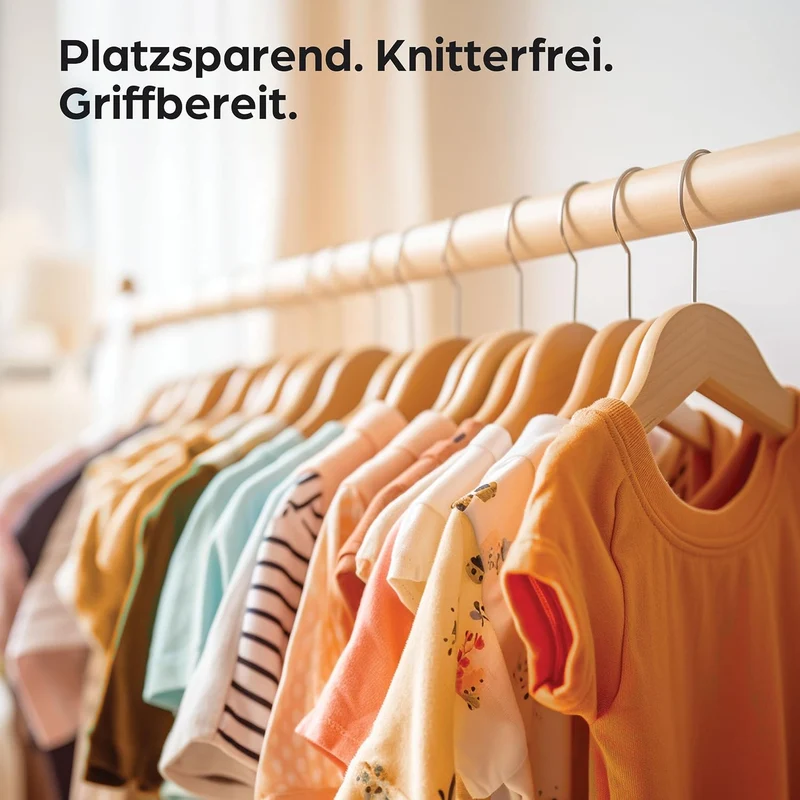 Kinderkleiderbügel FSC® Holz mit Haken 360° Drehbar - 10er Set - Robustes Natur Buchenholz - Perfekt