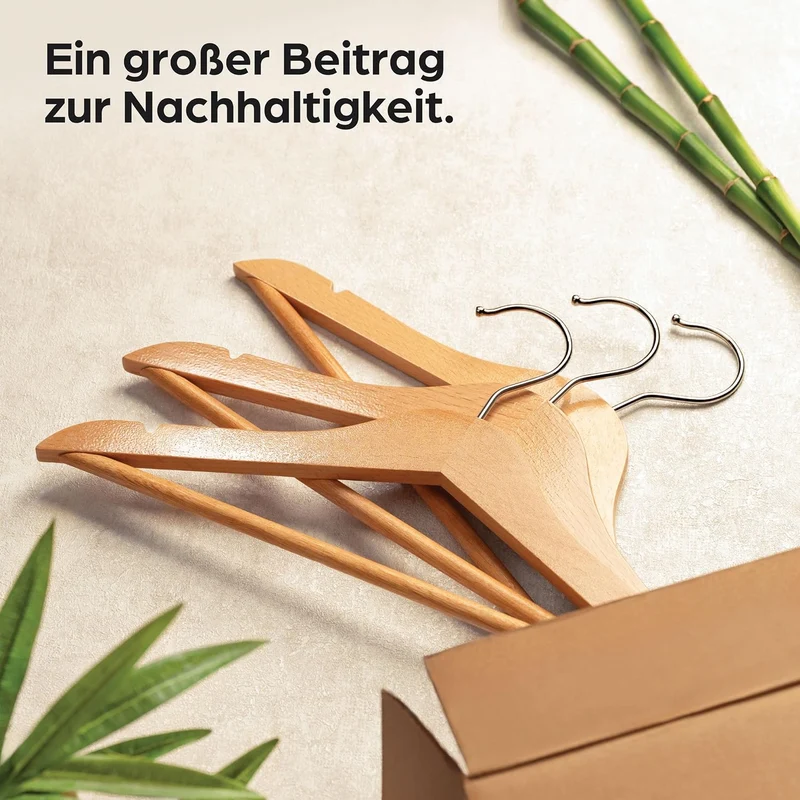 Kinderkleiderbügel FSC® Holz mit Haken 360° Drehbar - 10er Set - Robustes Natur Buchenholz - Perfekt