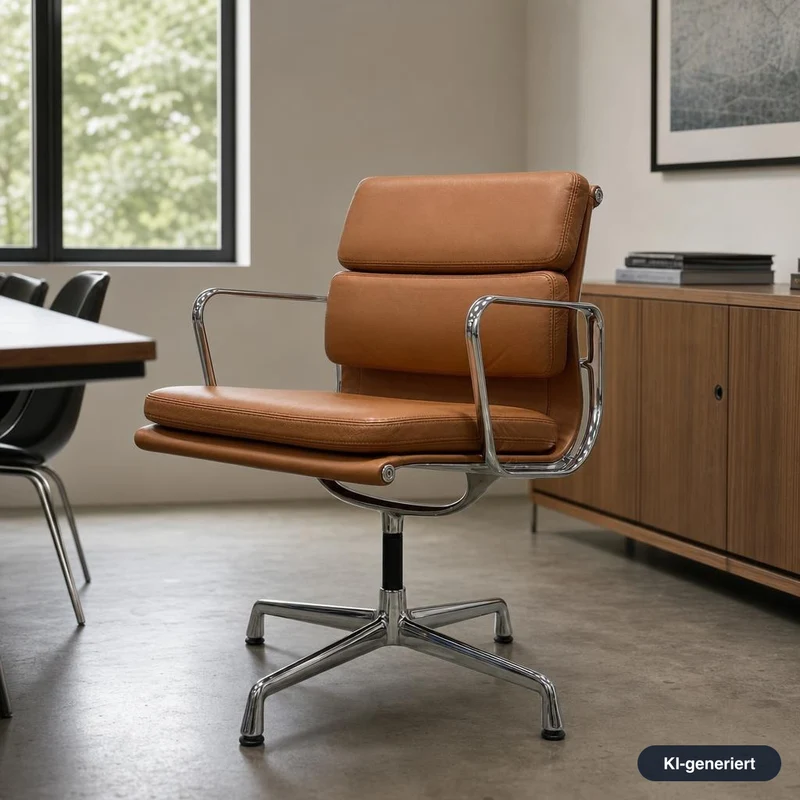 Vitra EA 208 Premium Leder Cognac Chrom