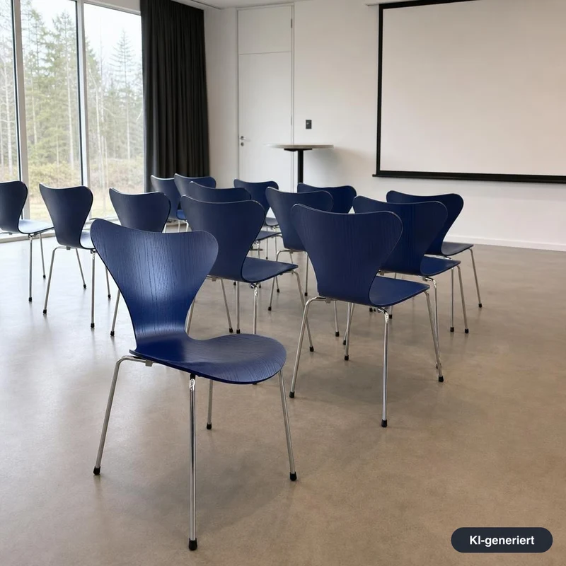 Fritz Hansen Serie 7 Stapelstuhl blau