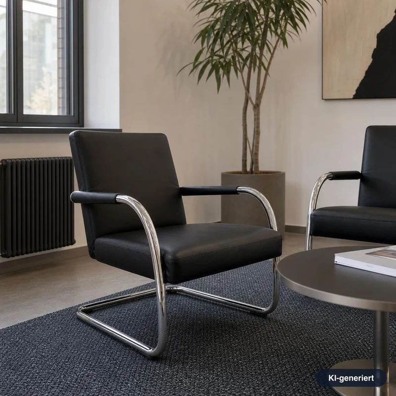 Vitra VisaLounge Sessel Leder schwarz