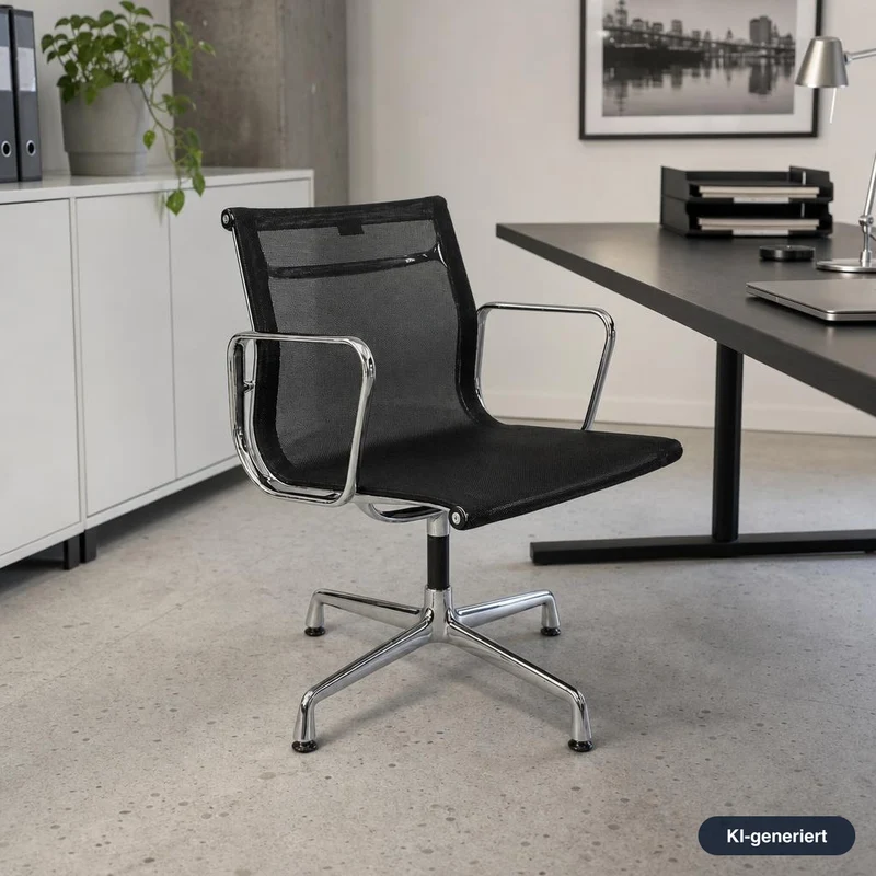 Vitra EA 107 Netz schwarz Chrom