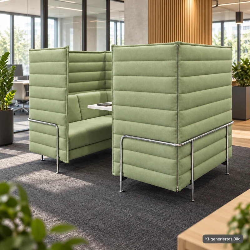 Vitra Alcove Cabin Highback mit Arbeitsplatte grün