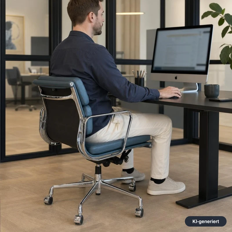 Vitra EA 217 Premiumleder rauchblau