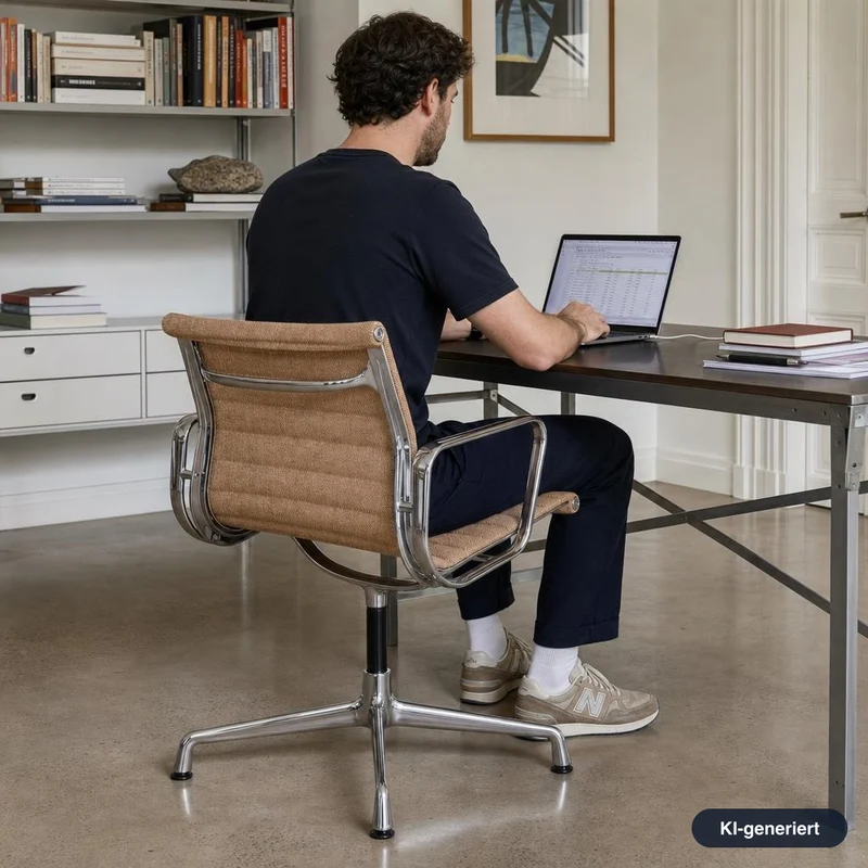 Vitra EA 104 Hopsak cognac/elfenbein Alu