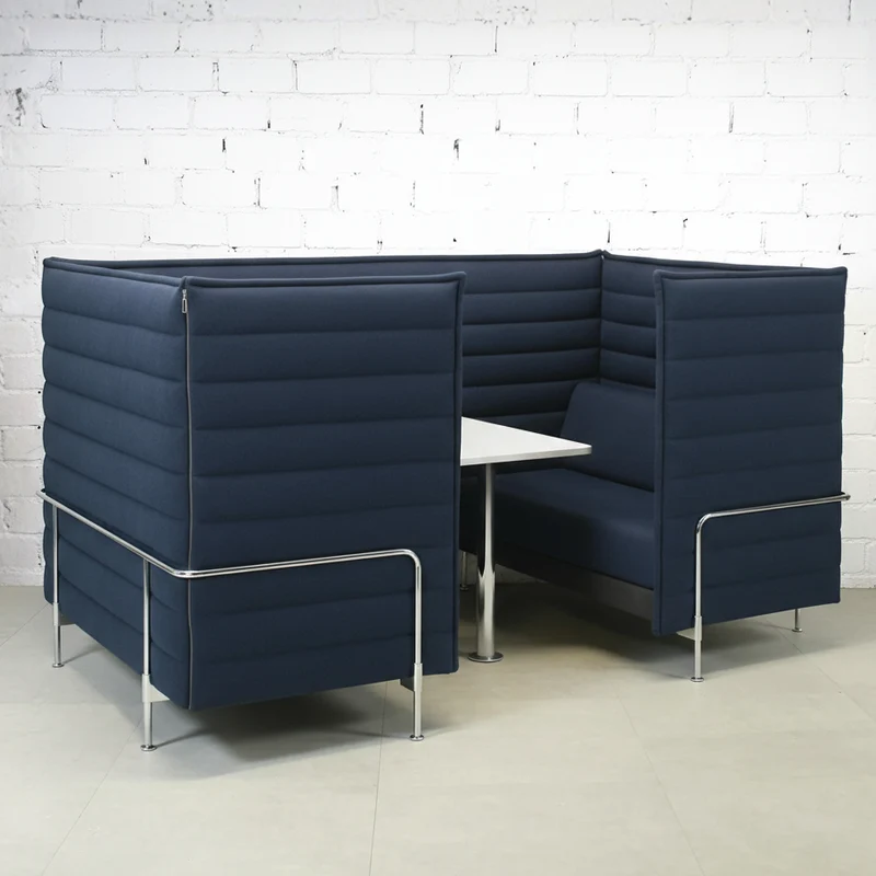 Vitra Alcove Cabin Highback 4-Sitzer mit Arbeitsplatte navy blau