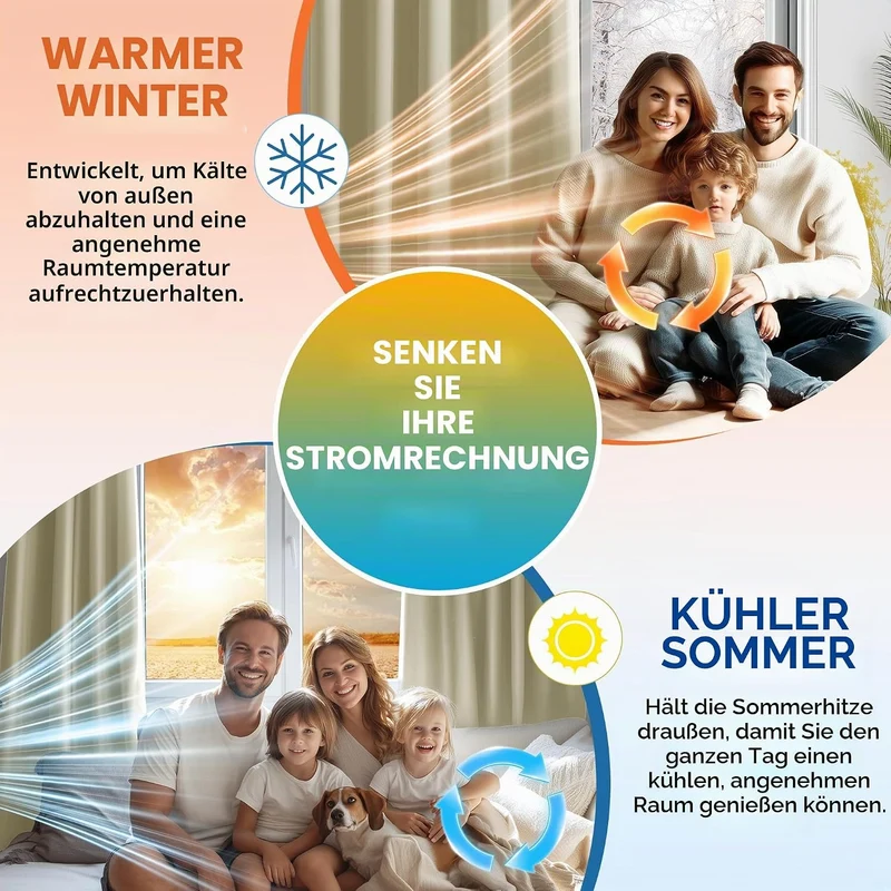 Deconovo Thermovorhang Kälteschutz, Gardinen mit Ösen gegen Kälte, Wärmeisolierend Vorhang Verdunkel