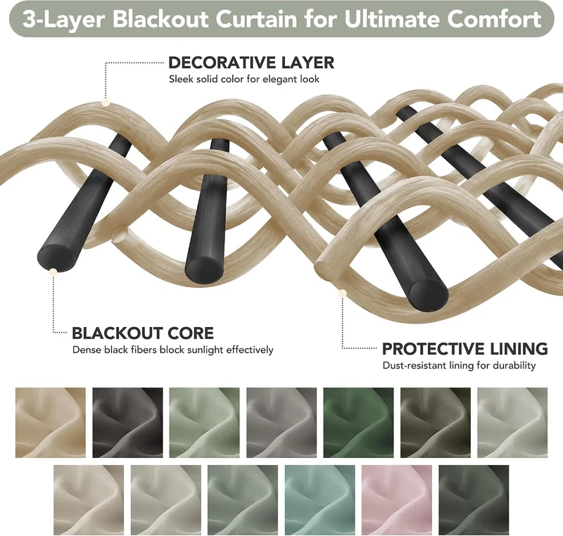 Deconovo Blickdichte Gardinen mit Ösen Verdunklung Thermovorhang Champagner H290 x B140 cm (1er Pack