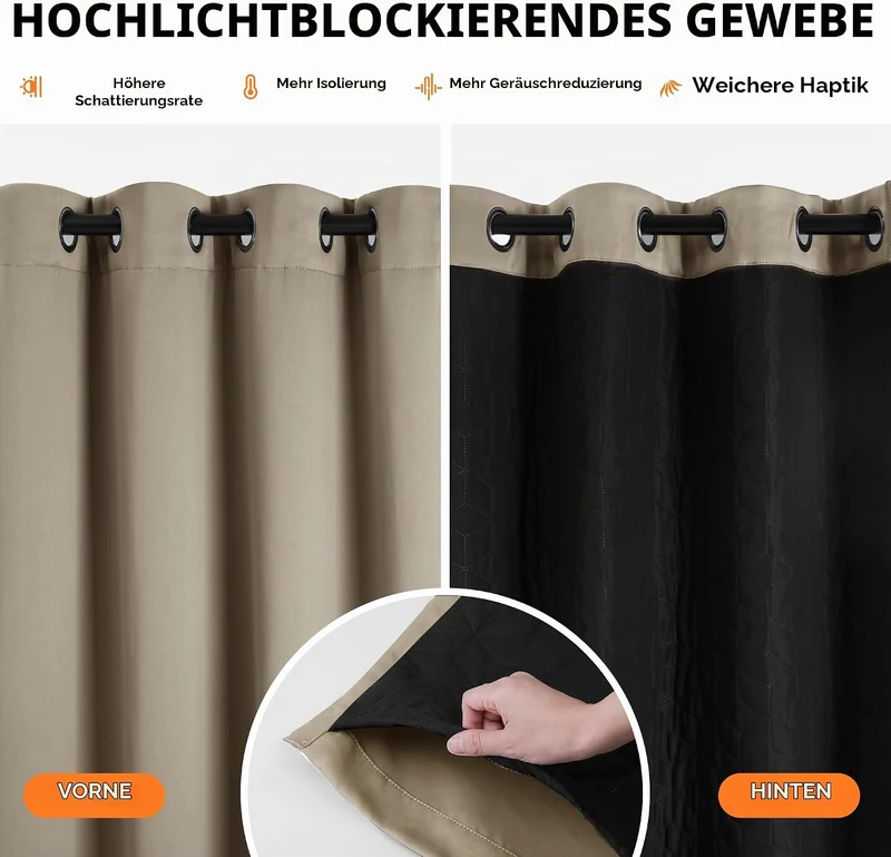 Deconovo Thermovorhang Kälteschutz, Gardinen mit Ösen gegen Kälte, Wärmeisolierend Vorhang Verdunkel