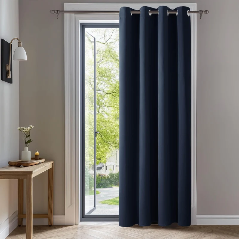 Deconovo Blickdichte Gardinen mit Ösen Verdunklung Thermovorhang Dunkelblau H300 x B140 cm (1er Pack