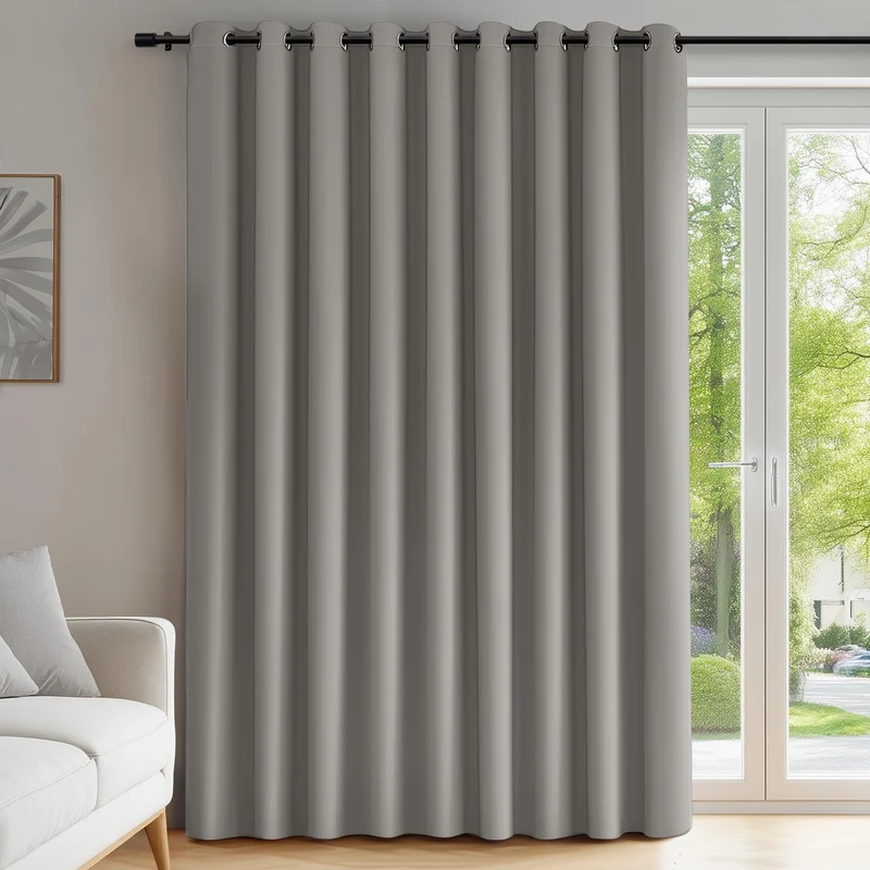 Deconovo Blickdichte Gardinen mit Ösen Verdunklung Thermovorhang Taubengrau H245 x B300 cm (1er Pack