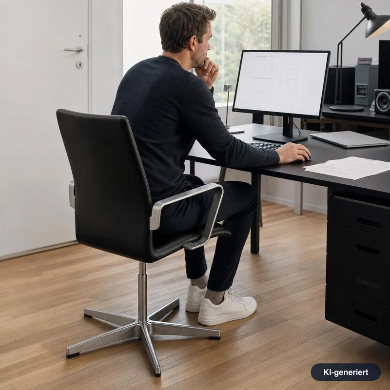 Fritz Hansen Oxford Leder schwarz