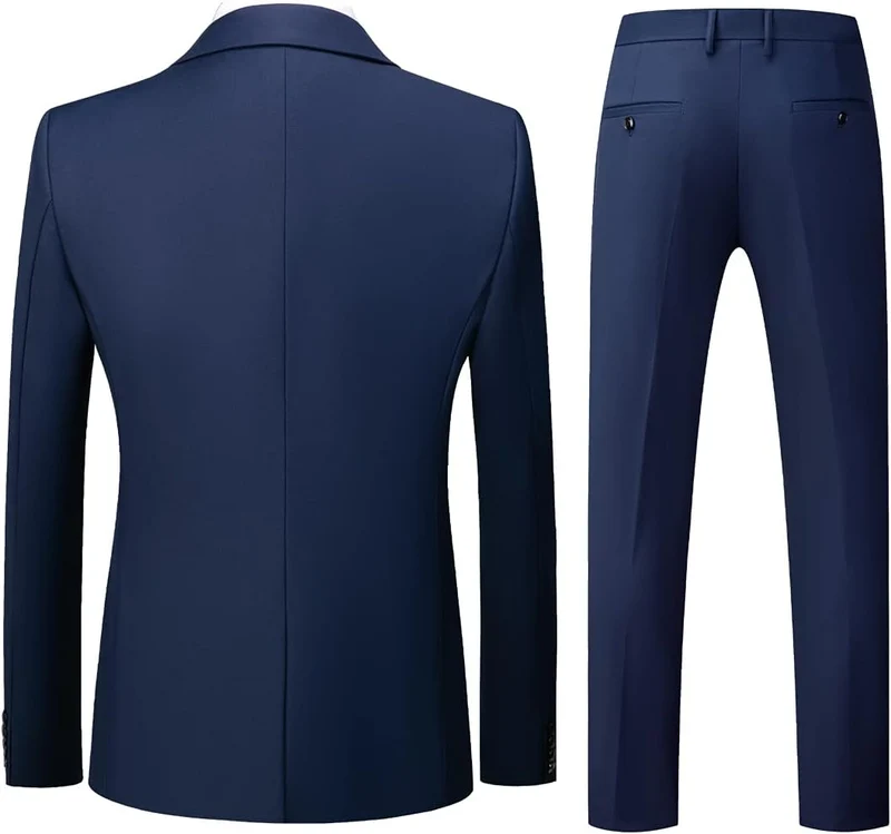 KUDORO Herren Anzüge 3-teilig Slim Fit Eine Knöpfe Sakko Weste Hose 3XL Blau1, 3XL Blau1