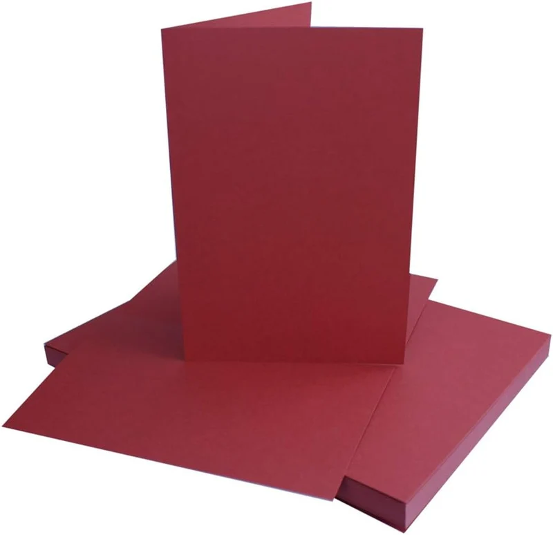 50 Faltkarten-Sets - Dunkelrot - 12 x 17 cm - DIN B6 Klapp-Karten mit Briefumschläge Dunkelrot gefüt