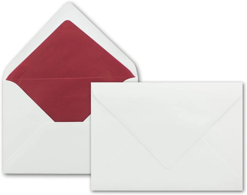50 Faltkarten-Sets - Dunkelrot - 12 x 17 cm - DIN B6 Klapp-Karten mit Briefumschläge Dunkelrot gefüt