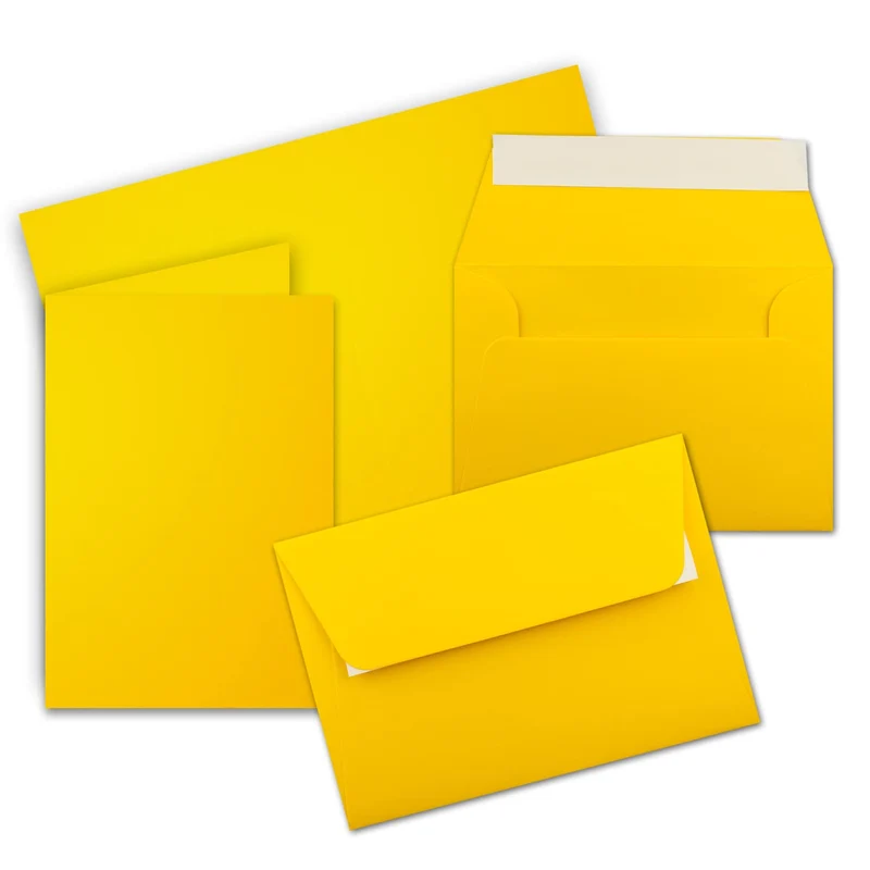 250x Faltkarten Set DIN A6 / C6 - Doppelkarten mit Umschlägen - Honiggelb (Gelb) - 14,8 x 10,5 cm (1
