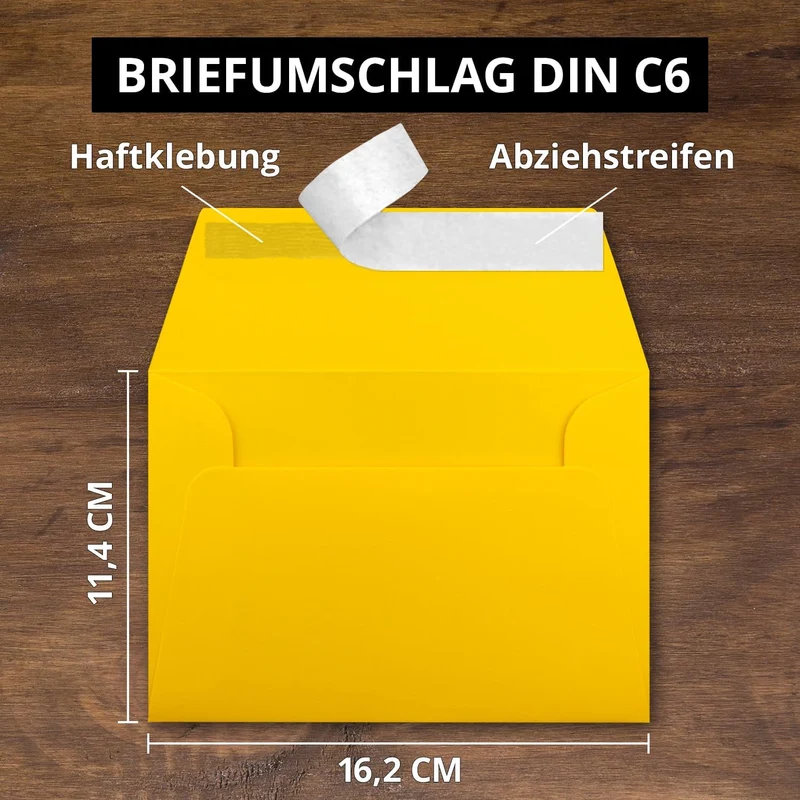 250x Faltkarten Set DIN A6 / C6 - Doppelkarten mit Umschlägen - Honiggelb (Gelb) - 14,8 x 10,5 cm (1