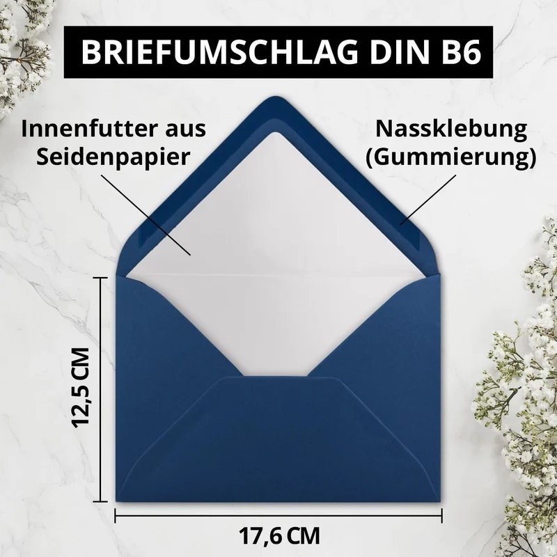 25 Sets - grosses Kartenpaket, Nachtblau (Blau), matt, mit 25 Faltkarten, passenden weissen Einlegeb
