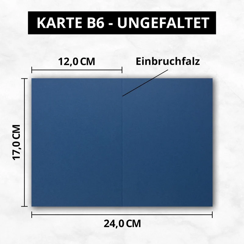 25 Sets - grosses Kartenpaket, Nachtblau (Blau), matt, mit 25 Faltkarten, passenden weissen Einlegeb