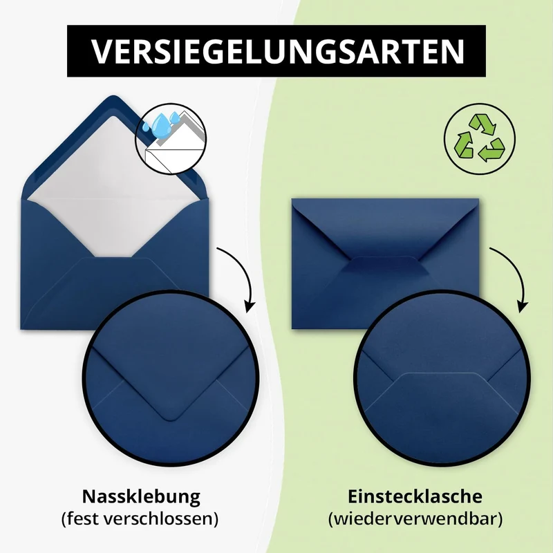 25 Sets - grosses Kartenpaket, Nachtblau (Blau), matt, mit 25 Faltkarten, passenden weissen Einlegeb
