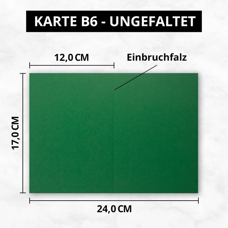 25x DIN B6 Faltkarten Set mit Umschlägen in Dunkelgrün (Grün) - 120 x 170 mm - inkl. weissem Einlege