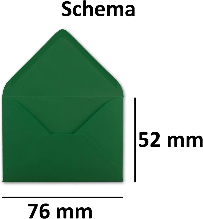500 Mini Briefumschläge Dunkelgrün 5,2 x 7,6 cm Miniatur Kuverts