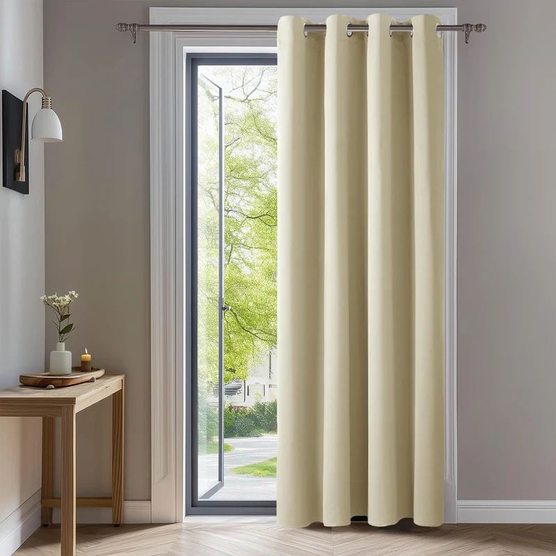 Deconovo Verdunkelungsvorhang Hitzeschutz Thermovorhang mit Ösen Beige H290 x B140 cm (1er Pack) Bei