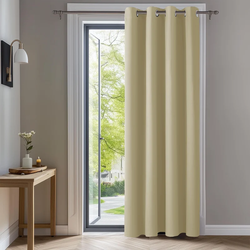 Deconovo Blickdichte Thermogardinen mit Ösen Verdunkelungsvorhänge Beige H240 x B140 cm (1er Pack) B