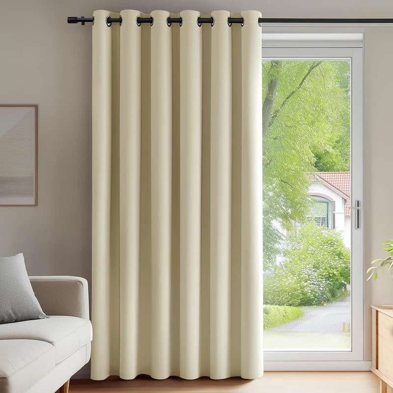 Deconovo Blickdichter Verdunkelungsvorhang Schlafzimmer Thermovorhang Beige H290 x B200 cm (1er Pack