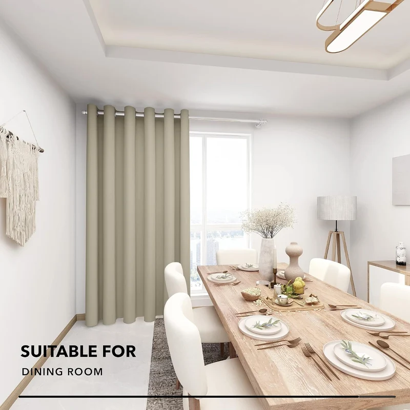 Deconovo Blickdichter Verdunkelungsvorhang Schlafzimmer Thermovorhang Beige H290 x B200 cm (1er Pack