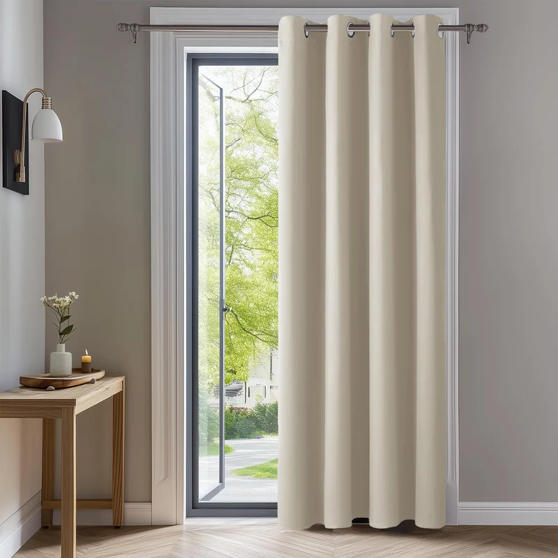 Deconovo Abdunklungsvorhang Blickdichte Vorhänge Thermogardine Hellbeige H90 x B132 cm (1er Pack) Cr
