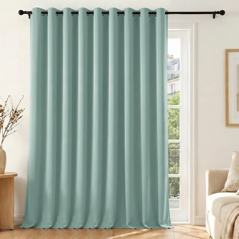 Deconovo Blickdichte Gardinen mit Ösen Verdunklung Thermovorhang Sommergrün H260 x B300 cm (1er Pack