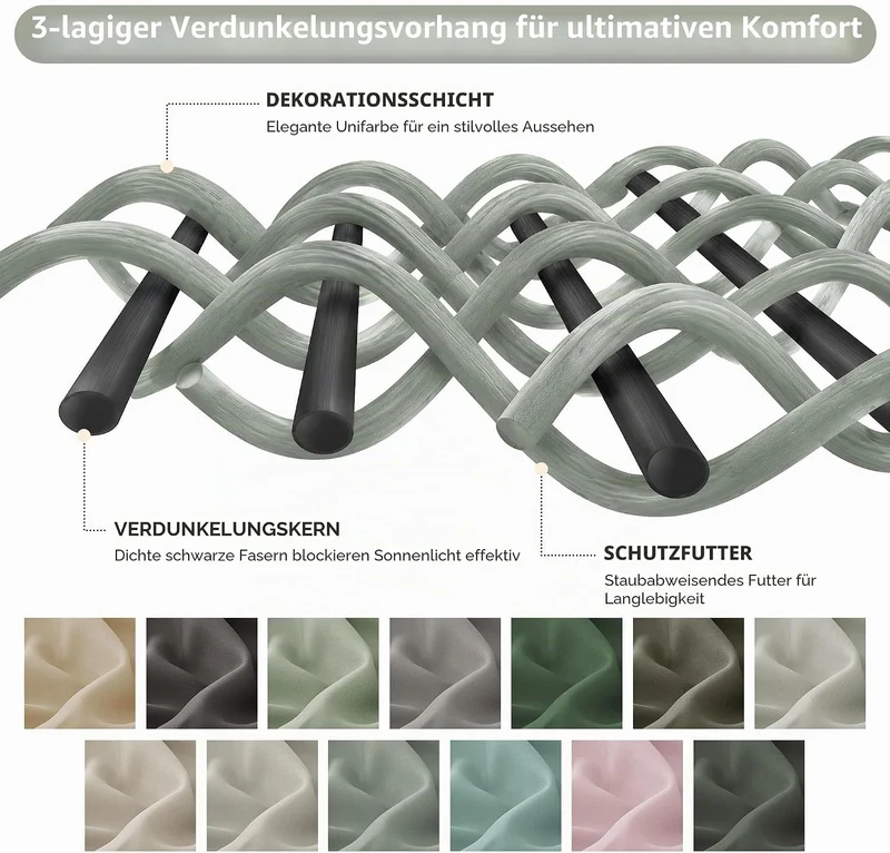Deconovo Blickdichte Gardinen mit Ösen Verdunklung Thermovorhang Salbeigrün H245 x B300 cm (1er Pack