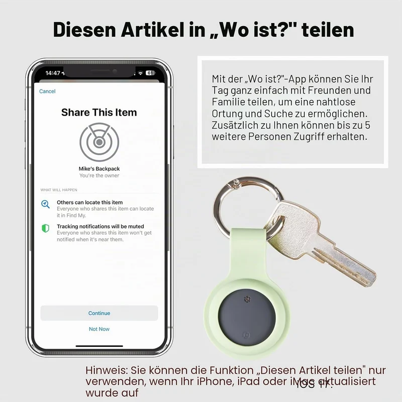 Reyke Smart Tag Pro, Koffer Tracker kompatibel mit Apple Wo ist APP (nur iOS), Schlüsselfinder für S