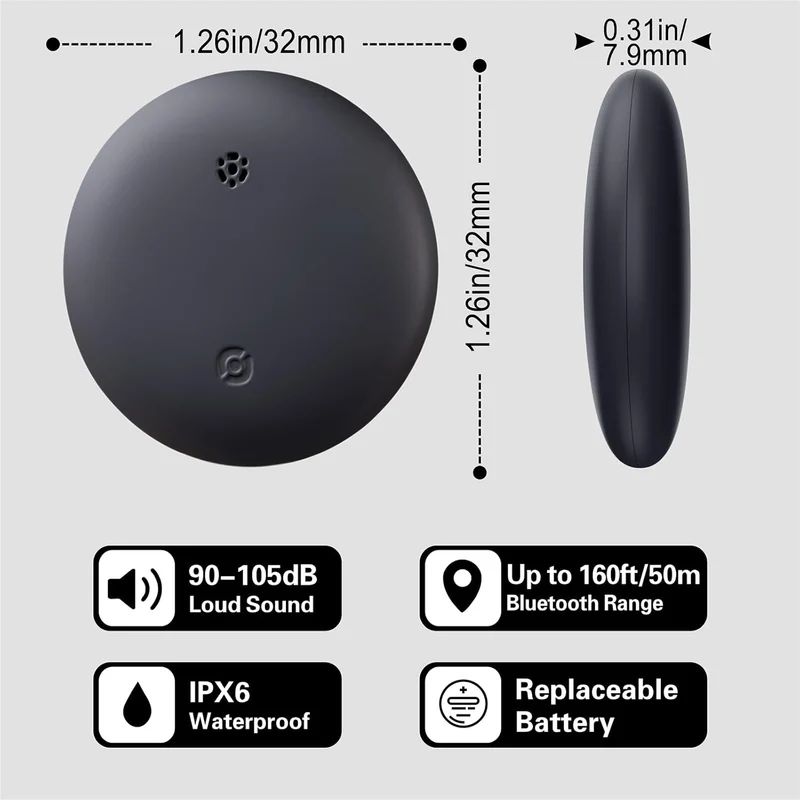 Reyke Smart Tag Pro, Koffer Tracker kompatibel mit Apple Wo ist APP (nur iOS), Schlüsselfinder für S