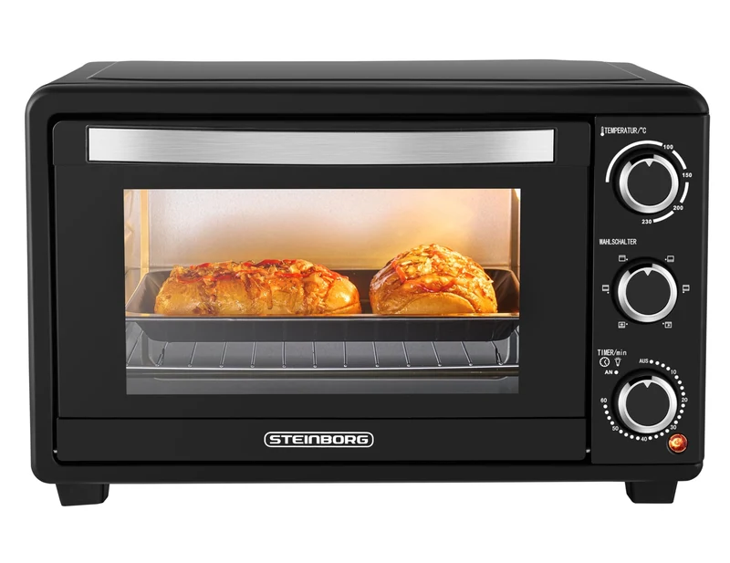 Steinborg Mini Backofen mit Umluft 25 Liter Elektrischer Pizzaofen Minibackofen Miniofen 3in1 Backof