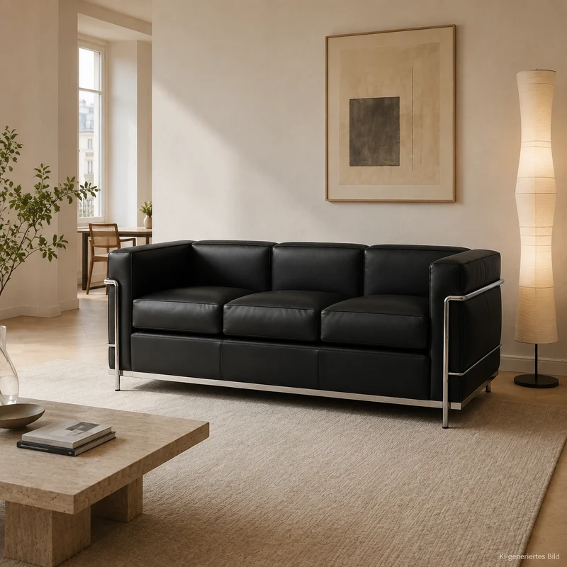 Cassina LC2 3-Sitzer Leder schwarz
