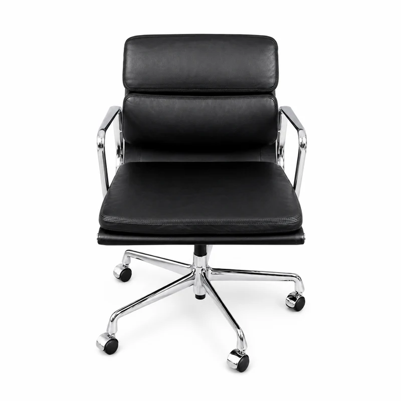 Vitra EA 217 Leder schwarz Chrom