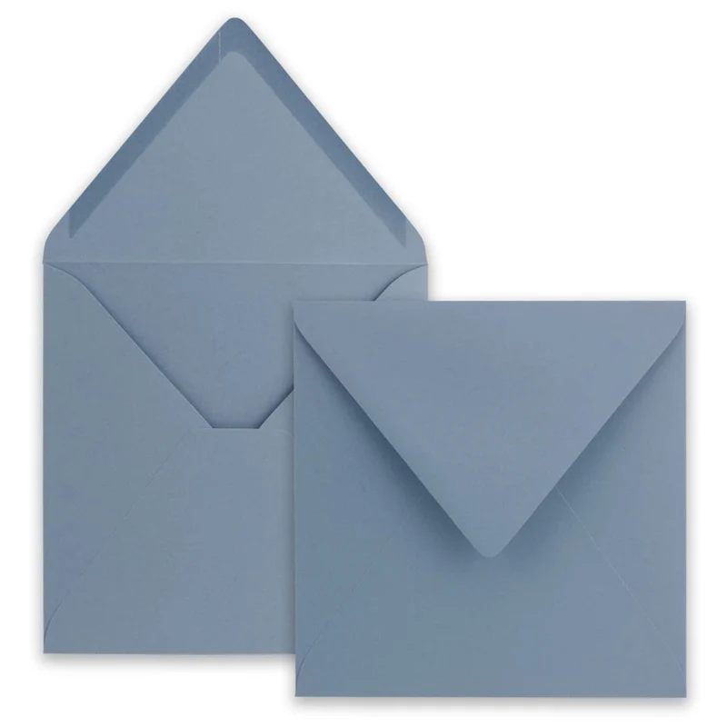 75x Quadratische Briefumschläge in Graublau (Blau) - 15,5 x 15,5 cm - ohne Fenster, mit Nassklebung