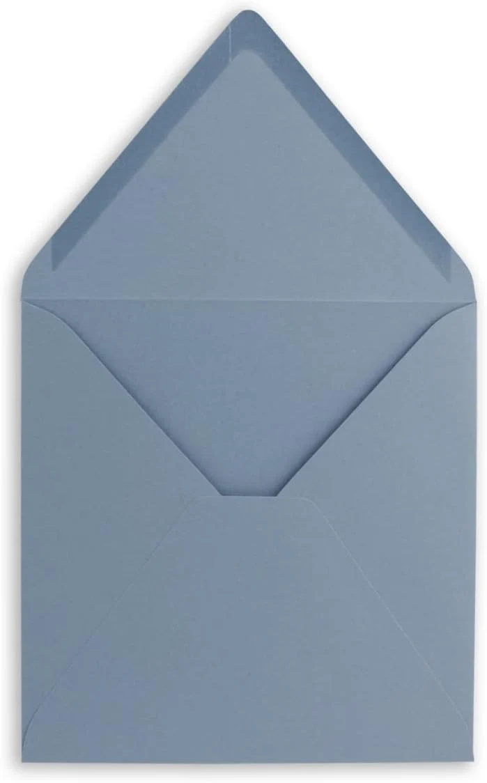 75x Quadratische Briefumschläge in Graublau (Blau) - 15,5 x 15,5 cm - ohne Fenster, mit Nassklebung