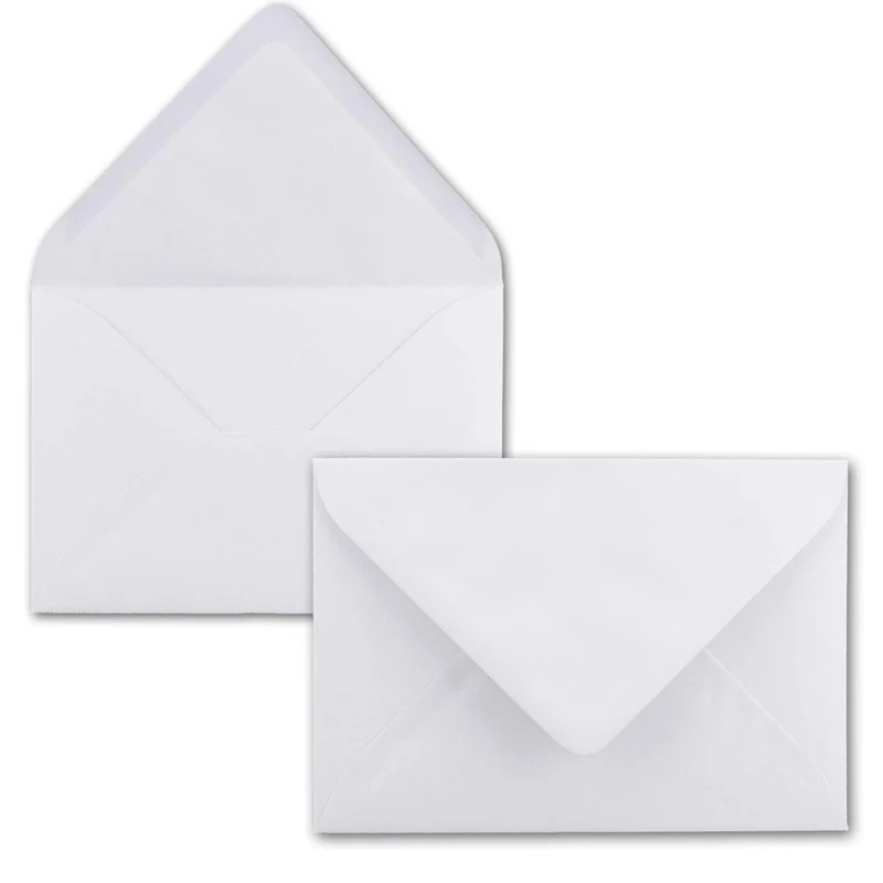 100 Mini Brief-Umschläge - Hoch-Weiss - 5,2 x 7,6 cm - Miniatur Kuverts mit Nassklebung für Blumen-G