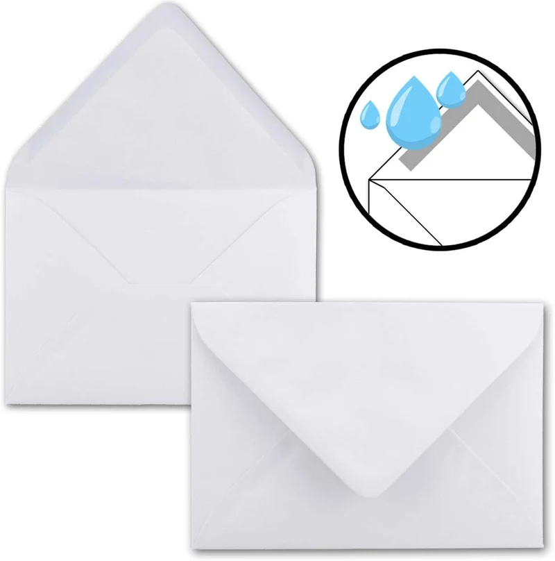 100 Mini Brief-Umschläge - Hoch-Weiss - 5,2 x 7,6 cm - Miniatur Kuverts mit Nassklebung für Blumen-G