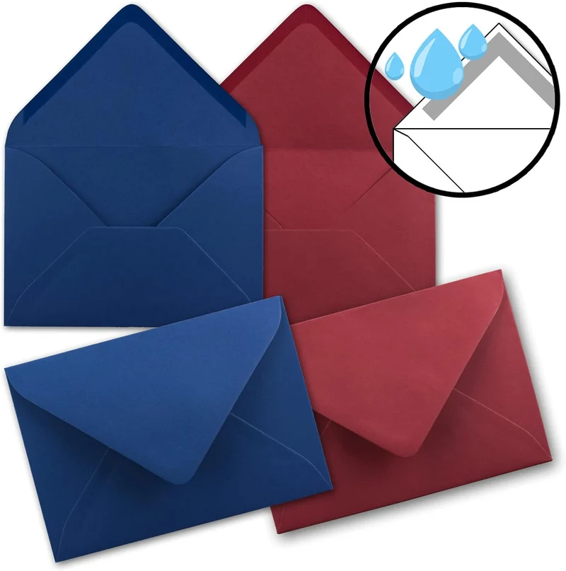 40x Karten-Set DIN B6 - Dunkelrot - Dunkelblau - 12 x 17 cm Faltkarten mit Umschläge - 2 Farben - Na