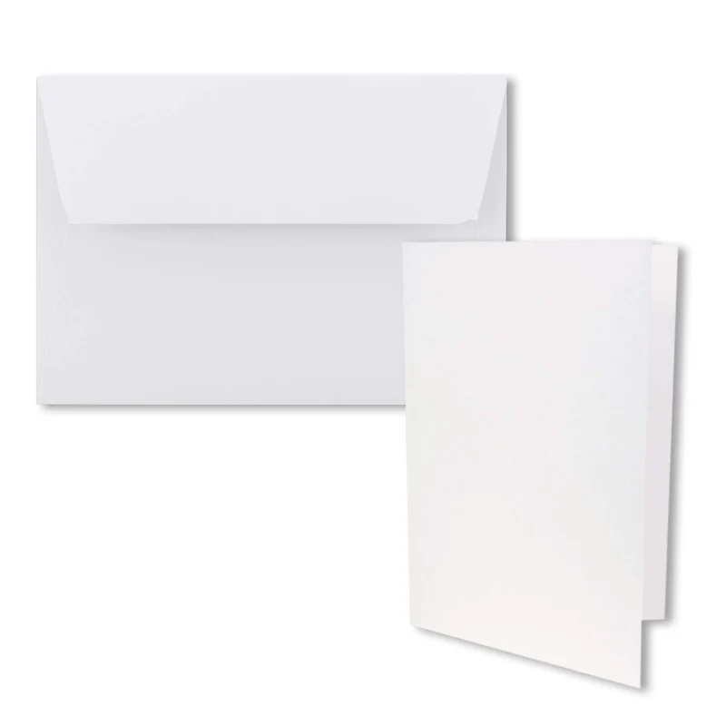 50x Faltkarten-Set DIN B6 12 x 17 cm in Hochweiss (Weiss) mit Briefumschlägen DIN B6 Haftklebung - f