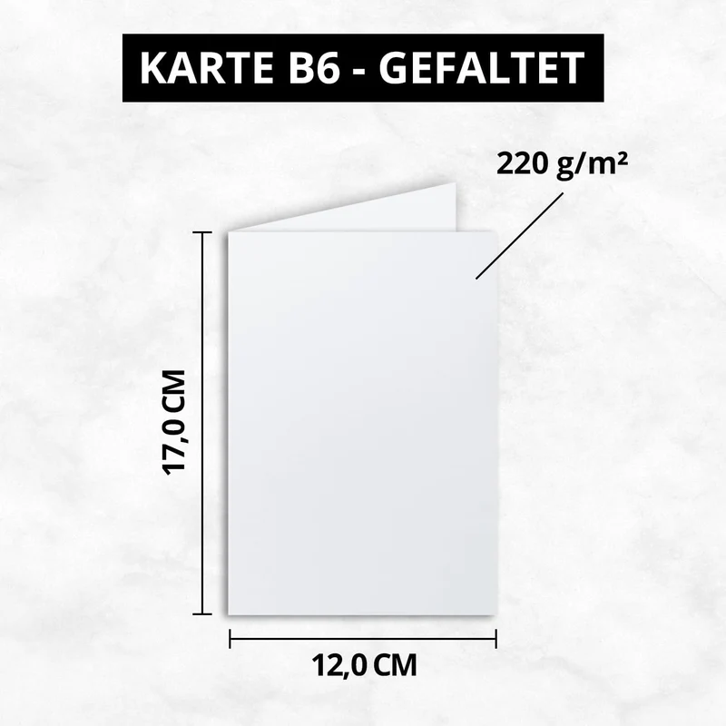 50x Faltkarten-Set DIN B6 12 x 17 cm in Hochweiss (Weiss) mit Briefumschlägen DIN B6 Haftklebung - f