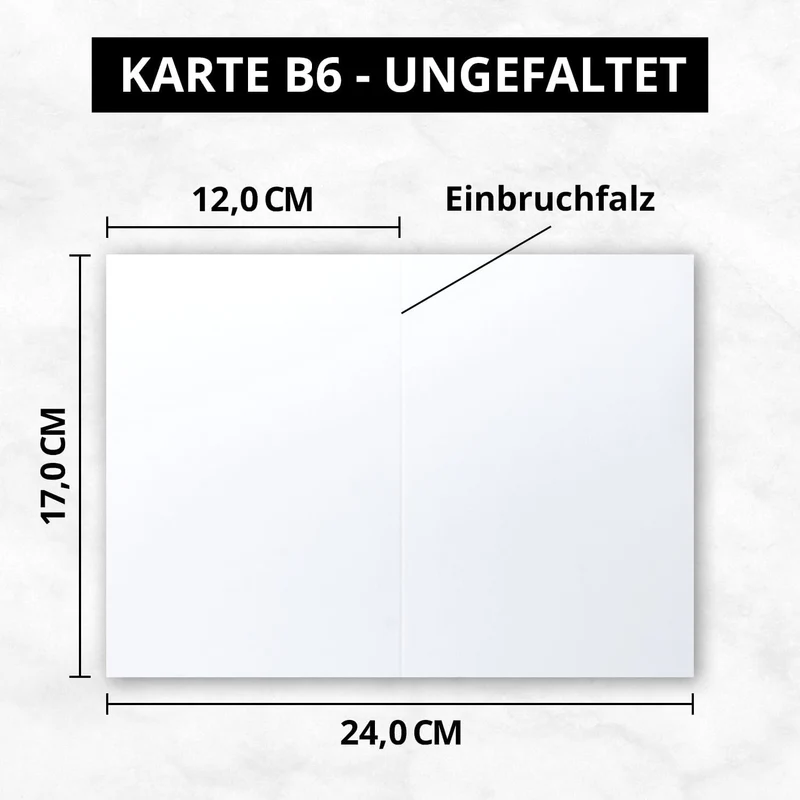 50x Faltkarten-Set DIN B6 12 x 17 cm in Hochweiss (Weiss) mit Briefumschlägen DIN B6 Haftklebung - f