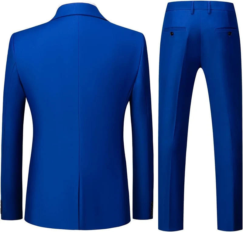 KUDORO Herren Anzüge 3-teilig Slim Fit Eine Knöpfe Sakko Weste Hose M Blaues Juwel1, M Blaues Juwel1