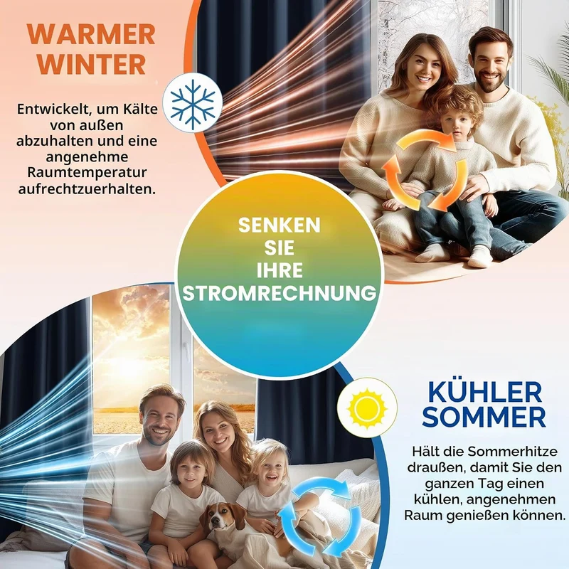 Deconovo Thermovorhang Kälteschutz, Gardinen mit Ösen gegen Kälte, Wärmeisolierend Vorhang Verdunkel