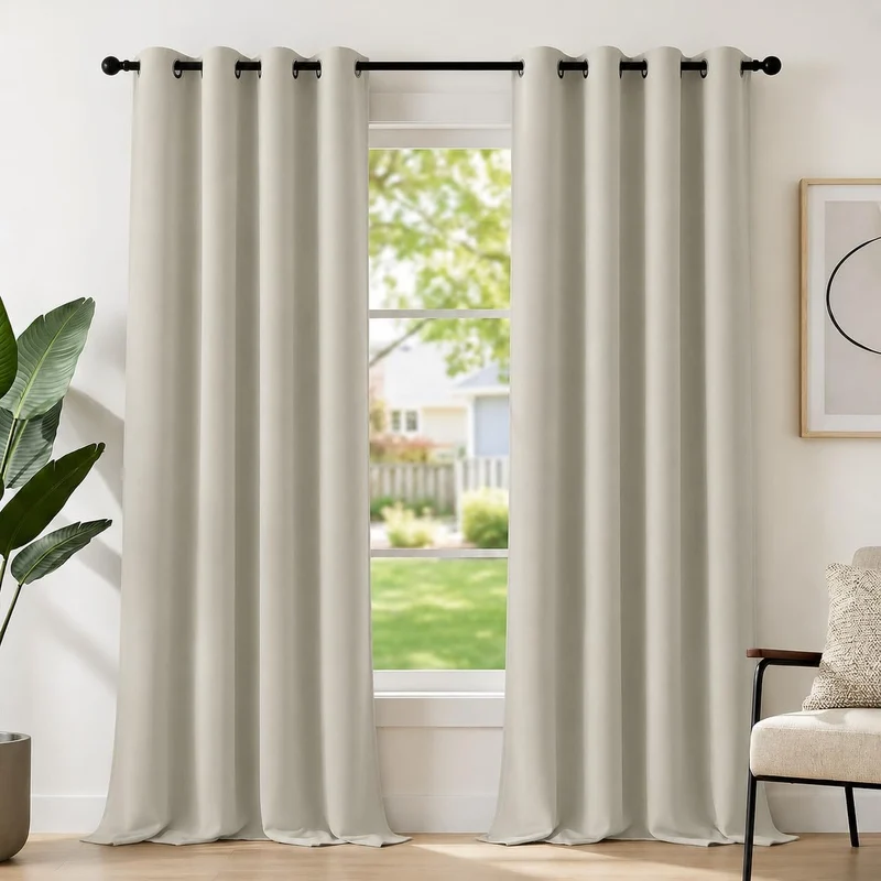 Deconovo Blickdichter Thermovorhang mit Ösen Thermovorhang Perlgrau H230 x B140 cm (2er Pack) Perlgr