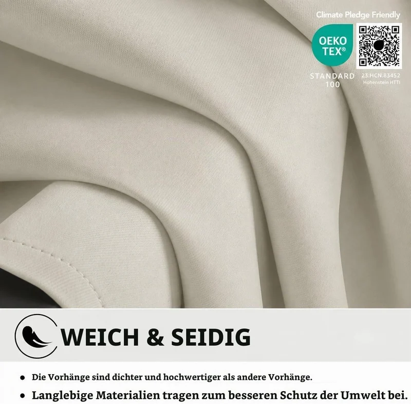 Deconovo Blickdichter Thermovorhang mit Ösen Thermovorhang Perlgrau H230 x B140 cm (2er Pack) Perlgr
